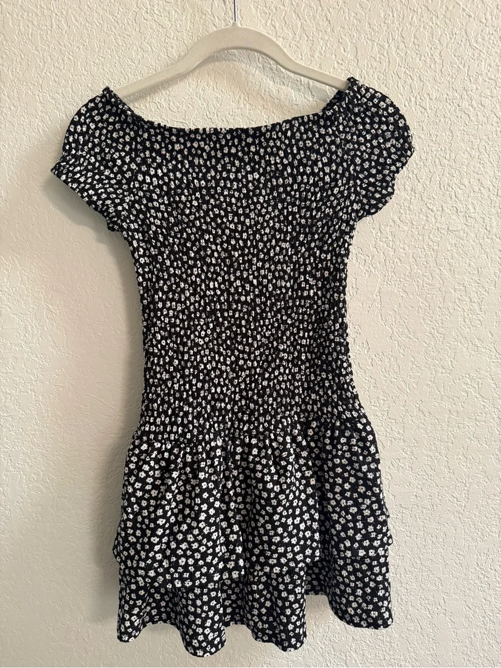 Zara Kids Black and White Floral Smocked Dress